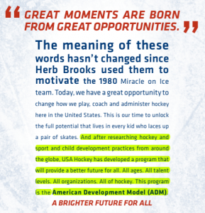 One Size Fits All Hockey Development? Actual screen grab from USA Hockey's ADM Guide, published in 2011